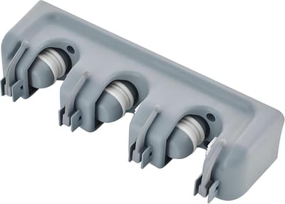 Famanu – Bezemhouder – Wand organizer met 3 houders en 4 haken, compact en multifunctioneel – Voor keuken, badkamer, garage en tuin