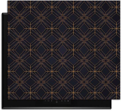 KitchenArt - Midnight Geometry – Inductie Beschermer - 52x35 cm - Kookplaat Beschermer - Luxe Afdekplaat Inductieplaat - Anti-slip & Oprolbaar - Beschermmat Inductiekookplaat