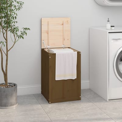 vidaXL - Wasmand - 44x44x66 - cm - massief - grenenhout - honingbruin
