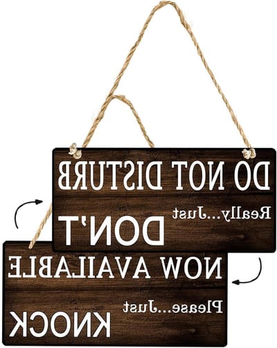 Deurhanger Niet Storen - Melding Bord - Rust Bewaren - Dubbelzijdig Bedrukt - 25 x 13 cm - Bruin