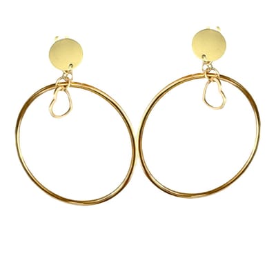Clip oorringen -goudkleurig -hart- lang- geen gaatje- Charme Bijoux