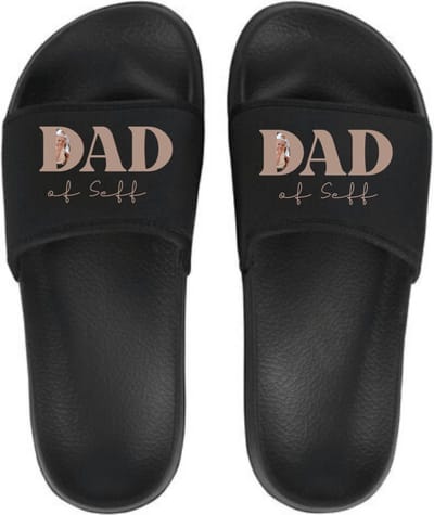 Cadeau voor vader- Slippers heren - met naam kind en foto - Persoonlijke slippers met naam en foto - Slippers Papa - Zwart - Heren - Maat 39/40
