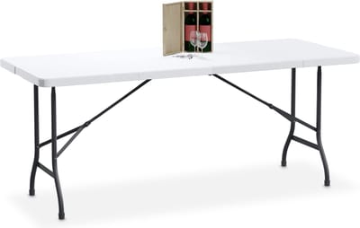 tuintafel inklapbaar - 180 x 74 cm - kunststof - staal - 8 personen - campingtafel - wit