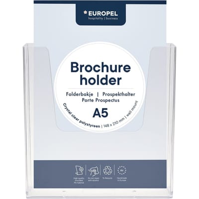 Europel Folderbakje – Flyers – A5 – 14,8 x 21 cm – Glasheldere presentatie – Beurzen en kantoren