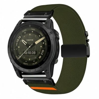 By Qubix - Geschikt voor Garmin bandje - 20mm Quickfit - Nylon bandje met parachute sluiting - Donkergroen - Geschikt voor Garmin Fenix 7s/6s/5s / Instinct 2s / Epix Pro Gen 2 (42mm)
