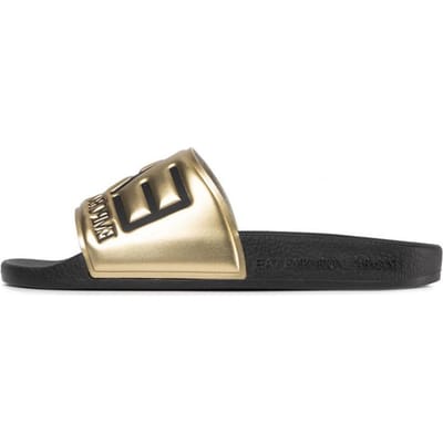 Emporio Armani Comfortabele Instap Slippers Unisex Schoenen Zwart Goud XCP001XCC22D467 37 beige