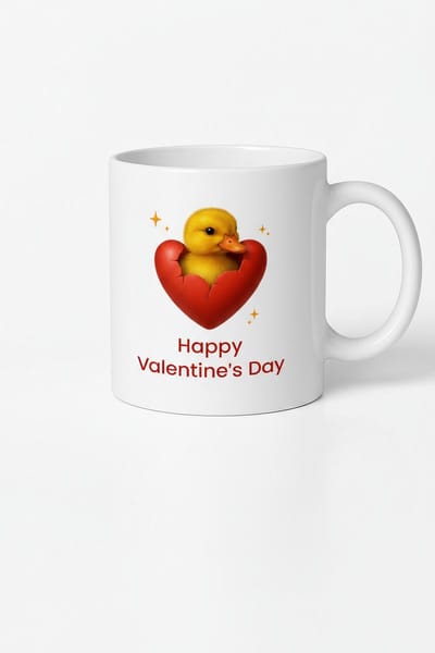 Valentijn Mok Schattig Eendje in Hart - Happy Valentine's Day Cadeau - Keramische Koffiemok