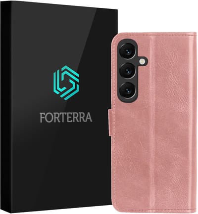 Hoesje Geschikt voor Samsung Galaxy S25 FE - Luxe Bookcase - Walletcase Hoes - Portemonnee - Cover - Rosé goud