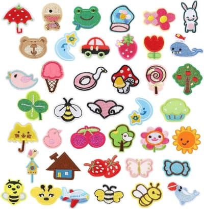 Set van 39 Dieren Patches voor Kinderen, Cartoon Stickers voor Creatief Knutselen, T-Shirts en Jeans