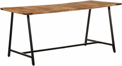 Eettafel Massief Hout - Eettafel Mango - Samen Eten - Robuust IJzeren Frame - 160 x 80 x 75 cm