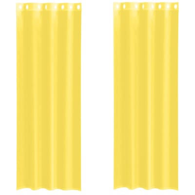 vidaXL - Gordijnen - voile - met - doorvoertules - 2 - st - geel