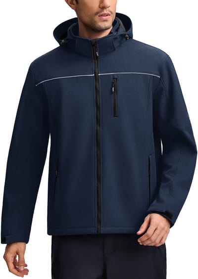 BUBW Softshell Jas 4 Seizoenen Heren - Winddicht - Waterdicht - Fleece Gevoerd - Maat M - Outdoorjas - Tussenjas - Donkerblauw
