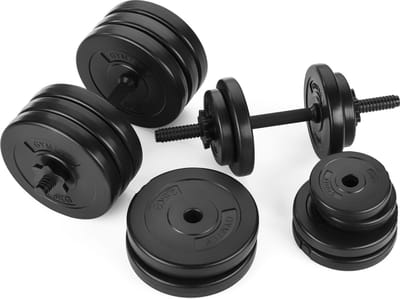 Gymtek® Halterset 30kg - 2x Haltergrepen - 8x 2,5kg, 4x 1,25kg, 4x 1kg - Halterset voor Krachttraining, Workout - Halters voor Thuisgymnastiek