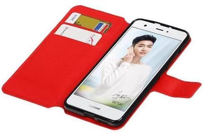 Cross Pattern TPU Bookstyle Wallet Case Hoesjes Geschikt voor Huawei Nova Plus Rood
