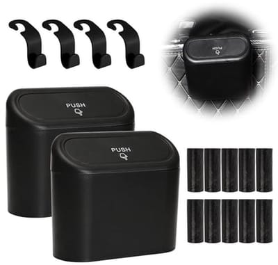 Auto Vuilnisemmer Set - 2 Stuks Inclusief 150 Vuilniszakken en 4 Haken