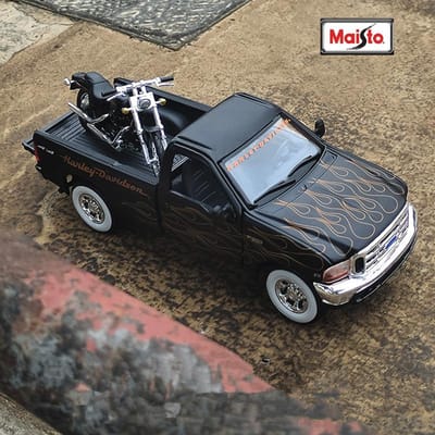 Maisto 1:24 1948 Ford F1 Pick-up + Motorfiets Legering Auto Model Diecasts Metaal Speelgoed Off-road Voertuigen Auto Model Simulatie Kinderen Cadeau