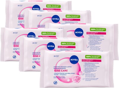 NIVEA Micellair Reinigingsdoekjes Bio Rozenwater - Make-up Remover Doekjes - Rozenwater - Hydrateert en Verzacht - Pro-Vitamine B5 - 6x 25 stuks
