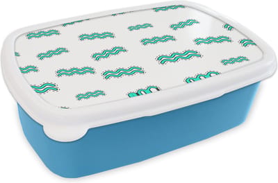 Broodtrommel Blauw - Lunchbox - Brooddoos - Aquarius - Astrologie - Zodiac - Design - 18x12x6 cm - Kinderen - Jongen