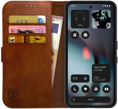 Rosso Element Geschikt voor Nothing Phone (3) | Wallet Book Case | Portemonnee Hoesje | 3 Pasjes | Magneetsluiting | Stand Functie | Bruin