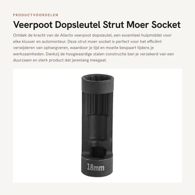 Dailygoods- Veerpoot Dopsleutel 1/2" DR. x 18mm - Stalen Constructie - Roestbestendig - Duurzaam - 12PT - Hoogwaardige Kwaliteit - Moersleutel