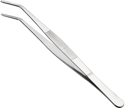 Dailygoods- Pincet 25,5 cm - Gebogen Punt - Roestvrij Staal - Multifunctioneel - Precisie - Veilig Grip - Keukenpincet