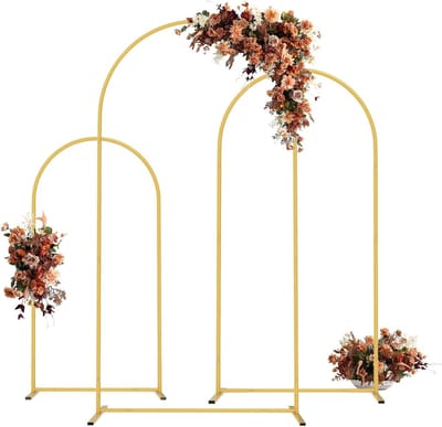Huwelijksboog set 3-delig - Gouden metalen boog - Stabiel en stevig - Perfect voor bruiloften en feesten - ShopVlot