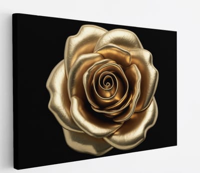Saammp Canvas Schilderij - Goude Roos - bloemen - Natuur - Abstract - 45x30 - Foto op canvas - Wanddecoratie - Muurdecoratie Woonkamer - Kantoor Decoratie