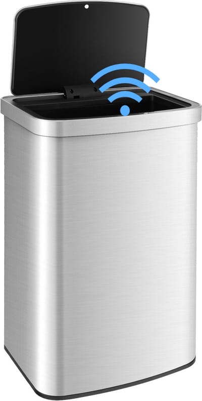 COSTWAY Vuilnisemmer met sensor, automatisch met deksel, afvalemmer van roestvrij staal en kunststof, vuilnisemmer voor badkamer, slaapkamer, badkamer, kantoor, 50 liter