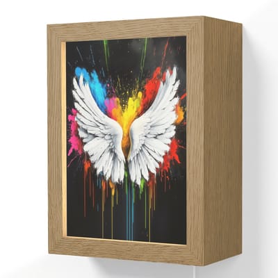 Wandlamp 15x20 cm - Oplaadbaar - Vleugels - Verfspatten - Kleurrijk - Wandlampen binnen woonkamer - Slaapkamer lamp met kabel - Decoratieve nachtlamp - Vloerlamp snoer