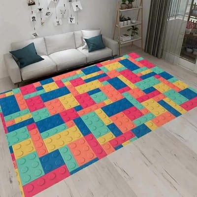 Kleurrijk Geometrisch Bouwstenen Speelgoed Entree Deurmat Wasbaar Antislip Woonkamer Bank Stoelen Vloerkleed Keuken Welkom 40x60cm(15x23 in)