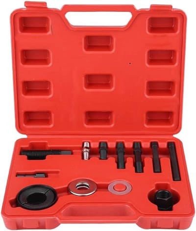 Katrol Trekker Set - Motor Gereedschap - Auto Onderhoud - Koolstofstaal Constructie - 12 Stuks - Zwart en Zilver