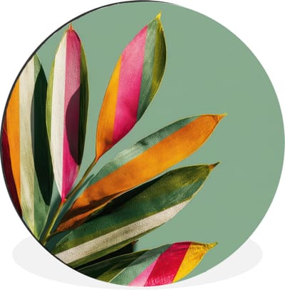 WallCircle - Wandcirkel - Muurcirkel - Bladeren - Tak - Kleurrijk - Aluminium - Dibond - 30x30 cm - Binnen en Buiten