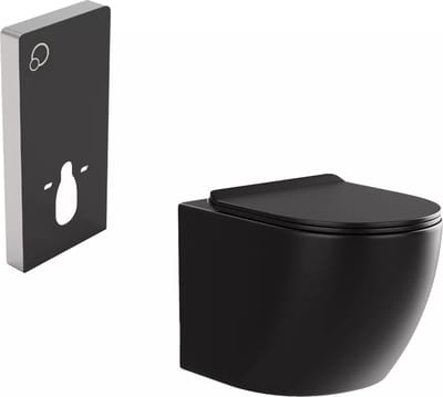 Vente-unique Pakket zwevend toilet met sierframe - Matzwart - JAVOINE