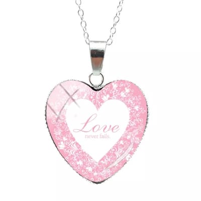 Hartvormige Ketting – Glazen Kapje met Verzilverde Ketting 60 cm | EmmyRovi - Moederdag cadeau