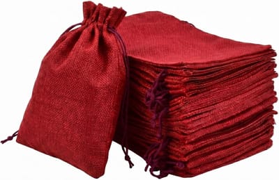 Jute zakjes met trekkoord, 24 stuks, 10 x 15 cm, ideaal voor cadeauverpakking, handwerk en feestdecoratie, perfect voor Kerstmis en bruiloften