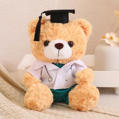 23cm Medische Faculteit Afstudeer Teddybeer Pluche Speelgoed Universiteit Dokter Bachelor Cartoon Dier Maskotte Souvenir Cadeau 23cm light brown
