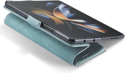 CaseMania Bookcase hoesje geschikt voor Samsung Galaxy Z Fold 7 - Effen Aqua - Kunstleer