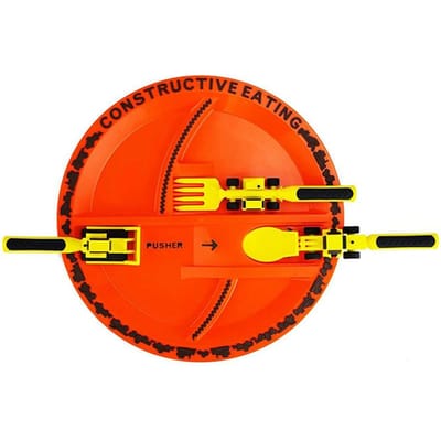 BPA-vrij Kinderen Bord Mes Vork Lepel Servies Set Auto Bulldozer Graafmachine Schep Lepel Vork Veilige en praktische gebruiksvoorwerpen