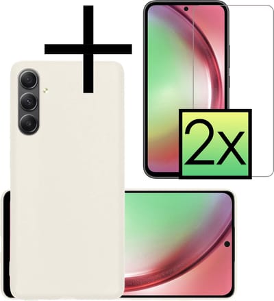 Hoesje - Met 2x Screenprotector - Geschikt voor Samsung Galaxy A54 - Sterk & Shockproof - Back Cover - Siliconen Case - Telefoon Hoes - Wit