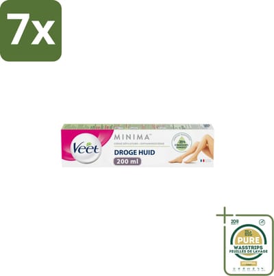 7 x Veet - Minima Ontharingscrème - Droge Huid - 200ml - Grootverpakking - Ontharing Crème - Droge Huid - Zijdezachte Huid - Huid Behandeling - Ontharing