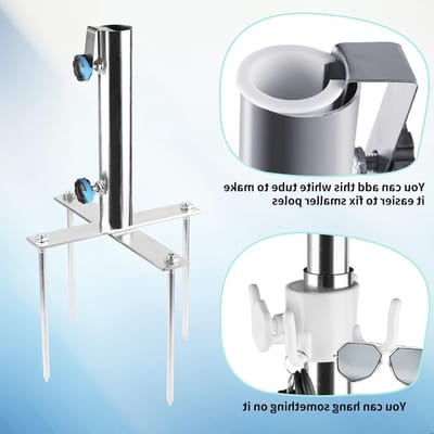 Rasendorn Parasol Stand met Grondpennen en Verstelbare Houder voor Strand, Camping en Vissen - Diameter 29-41 mm