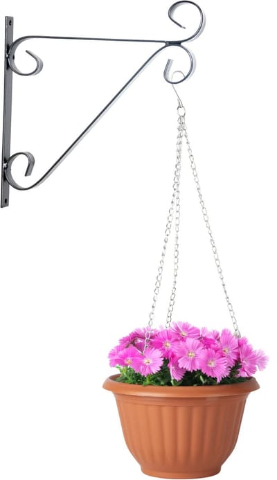 Hangpot + Muurhaak Parma - terracotta - D20 cm - kunststof - metaal - tuinaccessoires