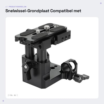 Cosensi- Grondplaat Snelwissel - 15 mm LWS Stanghouder - Hoogteverstelbaar 1 inch - Statiefhouder 1/4"-20 en 3/8"-16 - Lichtgewicht 328 g - Aluminiumlegering - Camera Plate