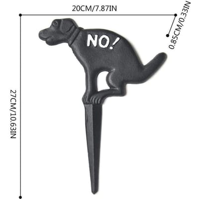 1 fonte NON ! Pique décoratif de jardin chiot, fonte NON ! pelouse jardin décoratif petit noir