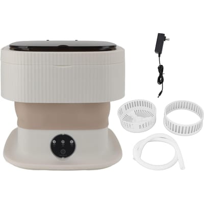 Mini Opvouwbare Wasmachine 60W 10L Capaciteit IPX4 Waterdicht Draagbare Wasmachine voor Studentenkamer Reizen kaki