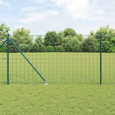 vidaXL - Euro-hek - met - grondpennen - 10 - x - 1 - m - PVC-Coated - Staal - Groen - Mesh