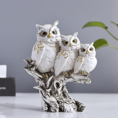 Dailygoods- Uilbeeldje - Schattig Uil Standbeeld - Decoratie Ornament - Sculptuur voor Thuis/Kantoor - Hoogwaardig Hars - 15 x 12 x 7 cm - Decoratiebeeldje