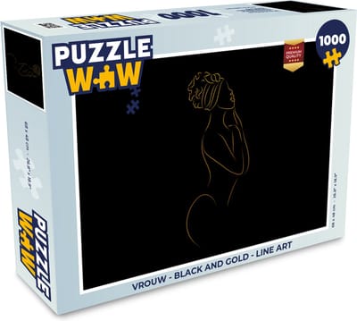 Puzzel Vrouw - Black and gold - Line art - Legpuzzel - Puzzel 1000 stukjes volwassenen