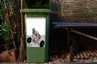 Container sticker tekening van de aanzet tot tillen tijdens een deadlift - 40x60 cm - Kliko sticker