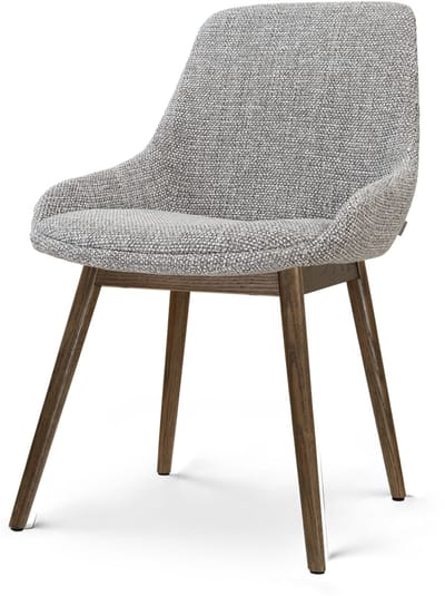 Nolon Nio-Isa Eetkamerstoel grijs blend - walnoot houten onderstel - tijdloos - japandi - stoffen zitting